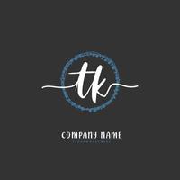 TK Initial handwriting and signature logo design with circle. Beautiful design handwritten logo for fashion, team, wedding, luxury logo. vector