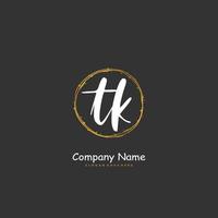 TK Initial handwriting and signature logo design with circle. Beautiful design handwritten logo for fashion, team, wedding, luxury logo. vector