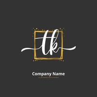 TK Initial handwriting and signature logo design with circle. Beautiful design handwritten logo for fashion, team, wedding, luxury logo. vector