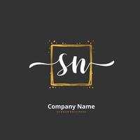 sn escritura a mano inicial y diseño de logotipo de firma con círculo. hermoso diseño de logotipo escrito a mano para moda, equipo, boda, logotipo de lujo. vector