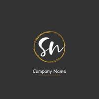SN Initial handwriting and signature logo design with circle. Beautiful design handwritten logo for fashion, team, wedding, luxury logo. vector