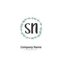 SN Initial handwriting and signature logo design with circle. Beautiful design handwritten logo for fashion, team, wedding, luxury logo. vector