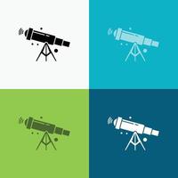 telescopio. astronomía. espacio. vista. icono de zoom sobre varios antecedentes. diseño de estilo de glifo. diseñado para web y aplicación. eps 10 ilustración vectorial vector