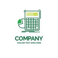 calculator. calculation. math. progress. graph Flat Business Logo template. Creative Green Brand Name Design. vector