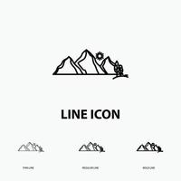 hill. landscape. nature. mountain. scene Icon in Thin. Regular and Bold Line Style. Vector illustration