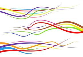 Set of abstract color curved lines. Wave design element. Vector illustration.