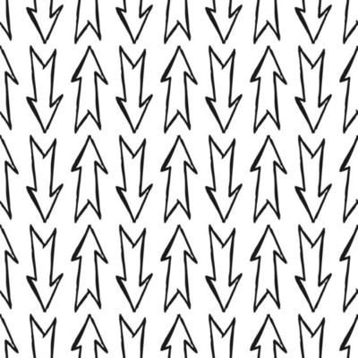 Seamless pattern with black hand drawn arrows. Vector illustration