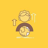 abilities. development. Female. global. online Flat Line Filled Icon. Beautiful Logo button over yellow background for UI and UX. website or mobile application vector