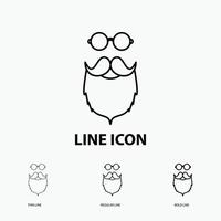 moustache. Hipster. movember. beared. men Icon in Thin. Regular and Bold Line Style. Vector illustration