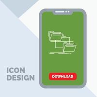 carpeta. expediente. administración. Muevete. copiar el icono de la línea en el móvil para la página de descarga vector