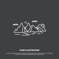 Mountain. hill. landscape. nature. cliff Icon. Line vector symbol for UI and UX. website or mobile application