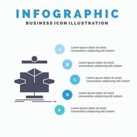 algoritmo. cuadro. datos. diagrama. plantilla de infografía de flujo para sitio web y presentación. icono de glifo gris con ilustración de vector de estilo infográfico azul.