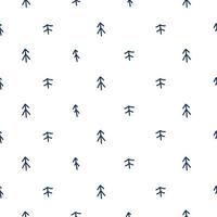 Draw seamless minimalistic patterns  with christmas trees on white background for christmas and winter and New year Doodle cartoon style vector