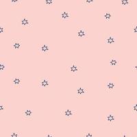 Draw seamless patterns with  stars on pink background for christmas and winter and New year Doodle cartoon style vector