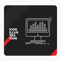 Red and Black Creative presentation Background for analytics. processing. dashboard. data. stats Line Icon vector