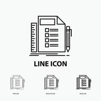 Business. list. plan. planning. task Icon in Thin. Regular and Bold Line Style. Vector illustration