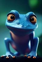 Illustration of a cute cartoon lizard with big funny eyes. photo