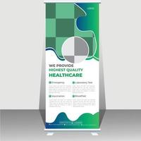 Health care medical roll up banner design template vector