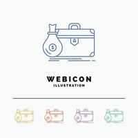 briefcase. business. case. open. portfolio 5 Color Line Web Icon Template isolated on white. Vector illustration