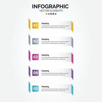 Presentation business Vertical Infographic template with 5 options vector