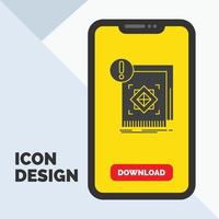 structure. standard. infrastructure. information. alert Glyph Icon in Mobile for Download Page. Yellow Background vector