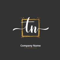 TN Initial handwriting and signature logo design with circle. Beautiful design handwritten logo for fashion, team, wedding, luxury logo. vector