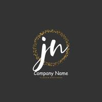 JN Initial handwriting and signature logo design with circle. Beautiful design handwritten logo for fashion, team, wedding, luxury logo. vector