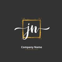 JN Initial handwriting and signature logo design with circle. Beautiful design handwritten logo for fashion, team, wedding, luxury logo. vector