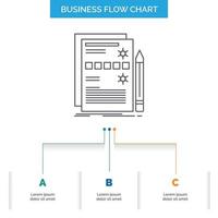 Component. data. design. hardware. system Business Flow Chart Design with 3 Steps. Line Icon For Presentation Background Template Place for text vector