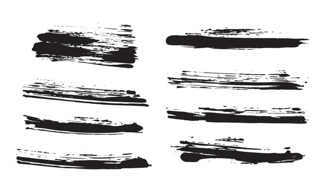 Isolated grunge ink brush stroke collection