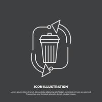 desperdicio. desecho. basura. administración. icono de reciclaje. símbolo de vector de línea para ui y ux. sitio web o aplicación móvil