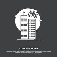 building. smart city. technology. satellite. corporation Icon. glyph vector symbol for UI and UX. website or mobile application