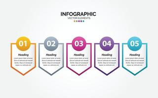 Plantilla de infografía horizontal de negocios de 5 pasos vector