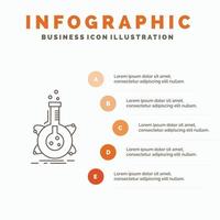 research. laboratory. flask. tube. development Infographics Template for Website and Presentation. Line Gray icon with Orange infographic style vector illustration
