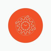 Efficiency. management. processing. productivity. project White Line Icon in Circle background. vector icon illustration