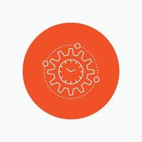 Efficiency. management. processing. productivity. project White Line Icon in Circle background. vector icon illustration