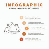 Nature. hill. landscape. mountain. scene Infographics Template for Website and Presentation. Line Gray icon with Orange infographic style vector illustration