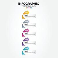 Vertical Infographic design template. Creative concept with 5 steps. Can be used for workflow layout. diagram. banner. webdesign. Vector illustration