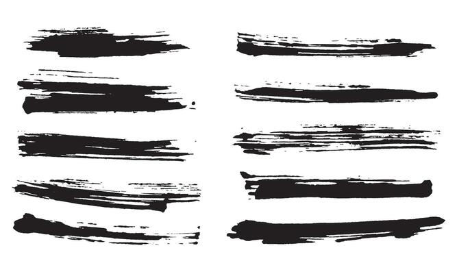 Isolated grunge ink brush stroke collection