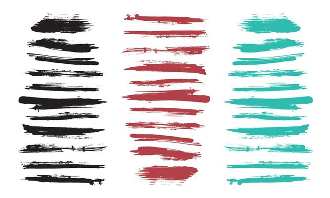Colorful ink brush stroke collection