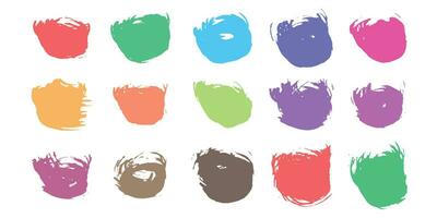 Colorful round shape ink brush stroke collection vector