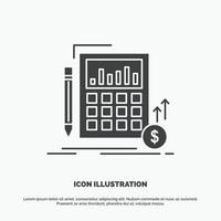 Calculation. data. financial. investment. market Icon. glyph vector gray symbol for UI and UX. website or mobile application