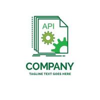 Api. app. coding. developer. software Flat Business Logo template. Creative Green Brand Name Design. vector