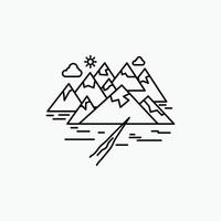 montaña. Cerro. paisaje. rocas icono de línea de grietas. ilustración vectorial aislada vector
