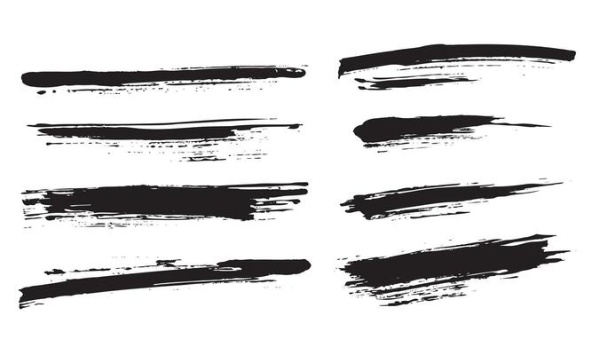 Hand drawn abstract black paint brush strokes collection