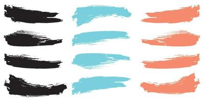 Colorful ink brush stroke collection vector