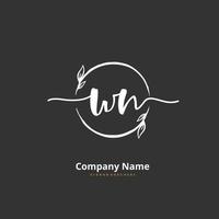 WN Initial handwriting and signature logo design with circle. Beautiful design handwritten logo for fashion, team, wedding, luxury logo. vector