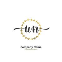 WN Initial handwriting and signature logo design with circle. Beautiful design handwritten logo for fashion, team, wedding, luxury logo. vector