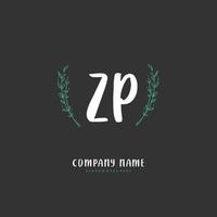 ZP Initial handwriting and signature logo design with circle. Beautiful design handwritten logo for fashion, team, wedding, luxury logo. vector