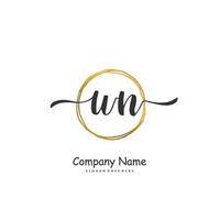 WN Initial handwriting and signature logo design with circle. Beautiful design handwritten logo for fashion, team, wedding, luxury logo. vector